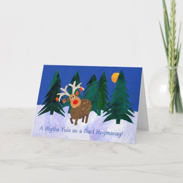 Carte de Noël "Reindeer" avec voeux écossais (Devant)