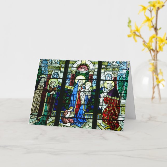 Carte de Noël religieuse Joyeux Noël (Fleur jaune)