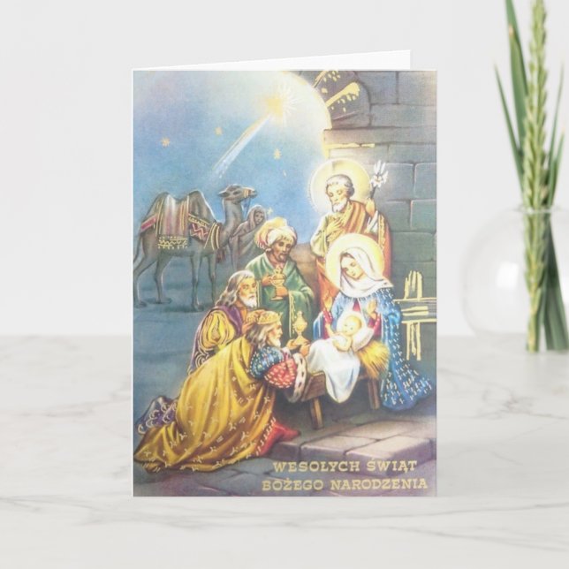 Carte de Noël religieuse polonaise vintage (Devant)