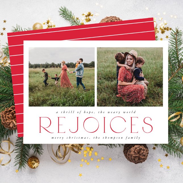 Carte de Noël religieuse rouge avec deux photos (Créateur téléchargé)