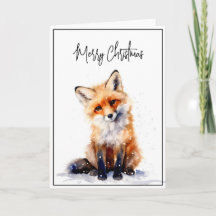 Carte de Noël Renard neigeux Aquarelle