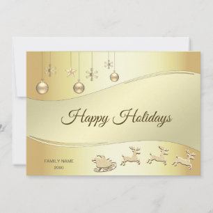 Carte de Noël Renne Traîneau Boules Fêtes