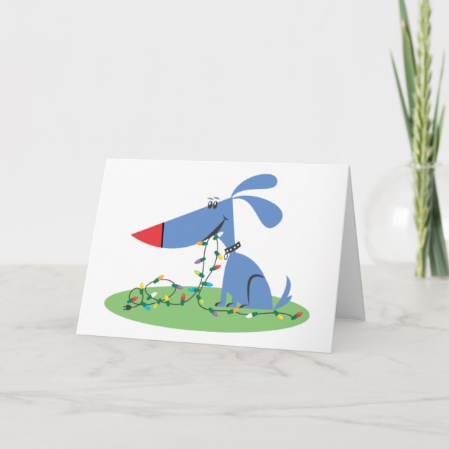 Carte de Noël Retro Blue Dog (Devant)