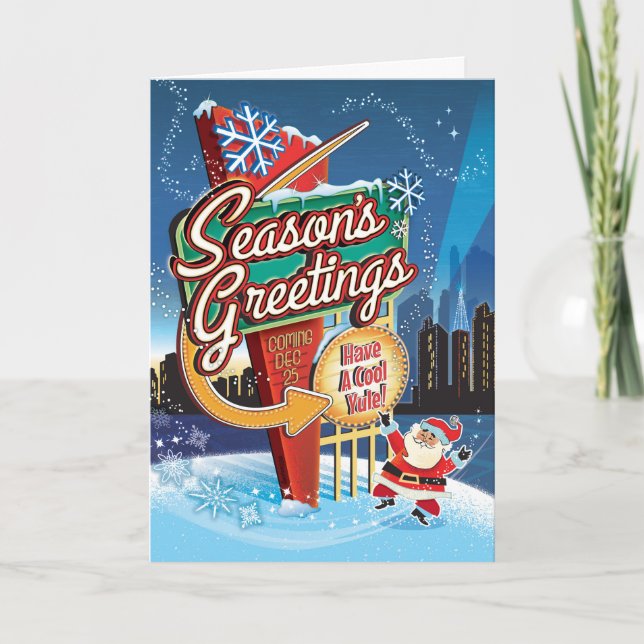 Carte de Noël rétro - Connexion Neon Joyeuses Fête (Devant)