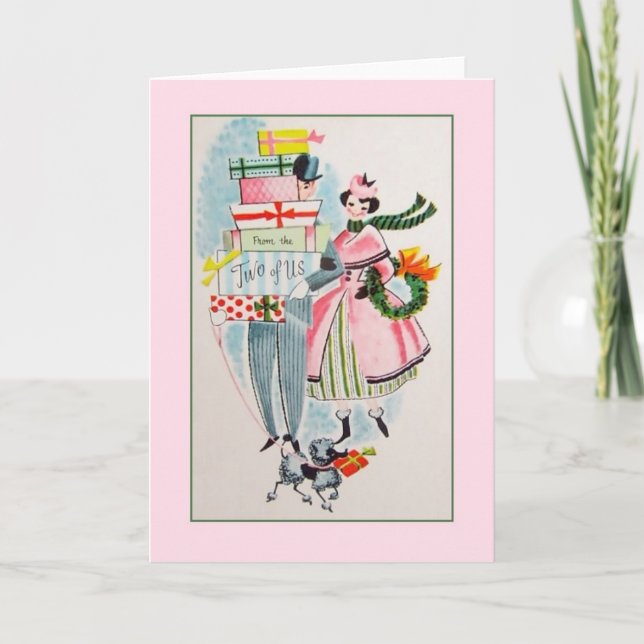 Carte De Noël Rétro De Nous Deux (Devant)