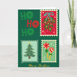 Carte de Noël Rétro - Gui, Arbre & P