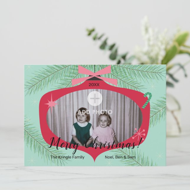 Carte de Noël Retro Photo 5x7 (Debout devant)