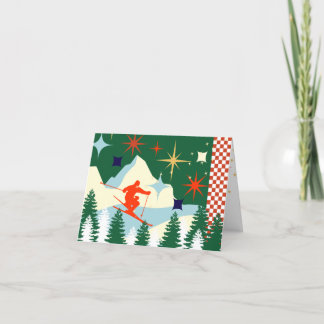 Carte de Noël Retro Ski