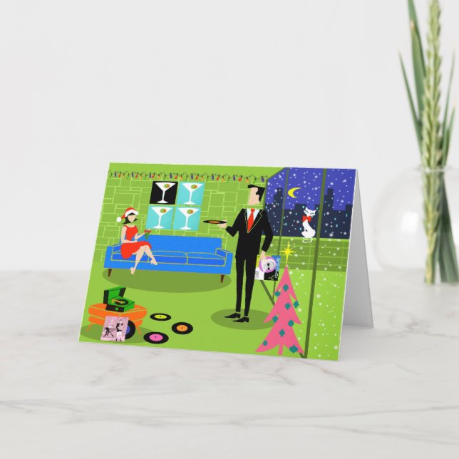 Carte de Noël rétro Urban Couple (Devant)