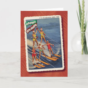 Carte de Noël Retro Waterski