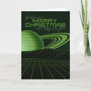 Carte de Noël Retrowave Verte