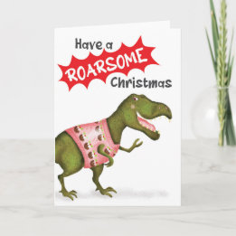 Carte de Noël "Roarsome" pour dinosaure T.rex