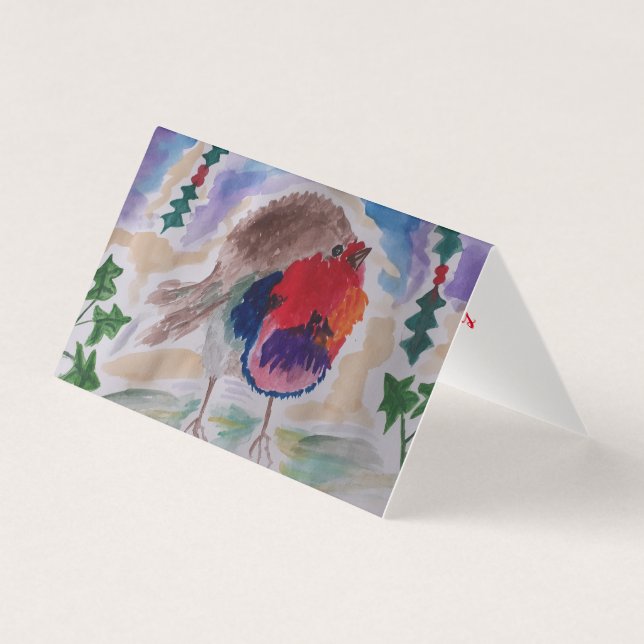 Carte de Noël Robin Art Abstrait (Front)