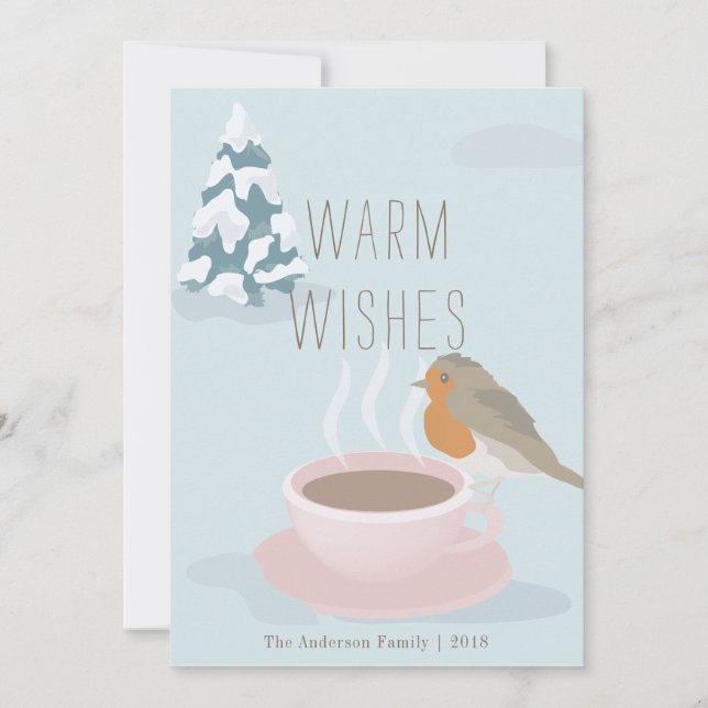 Carte de Noël Robin & Coffee Cup (Devant)