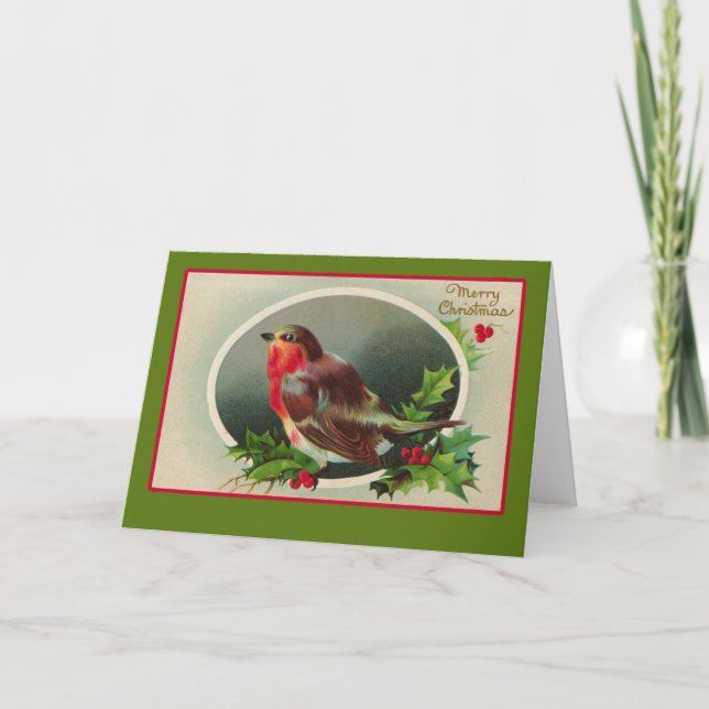 Carte de Noël Robin Redmamage Vintage (Devant)