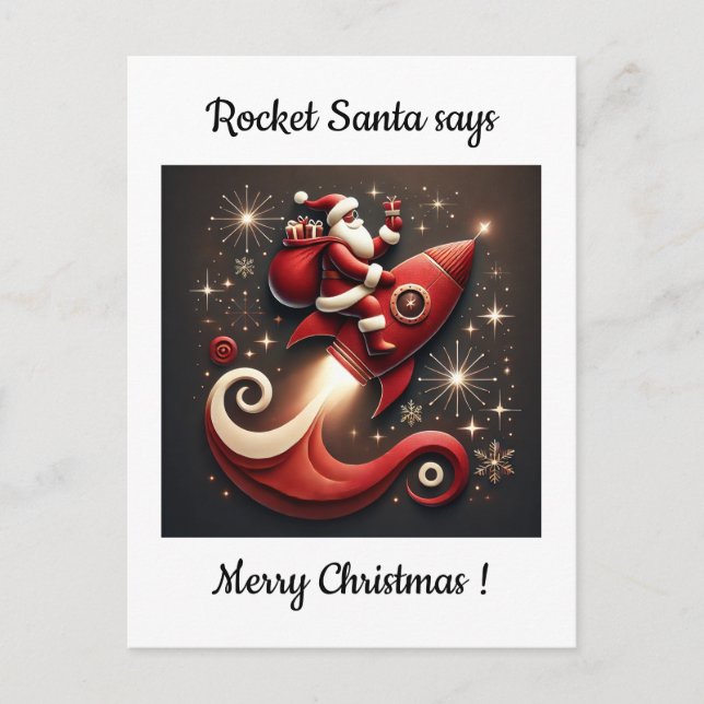 Carte de Noël Rocket Santa (Devant)