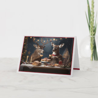 Carte de Noël romantique aux cerfs