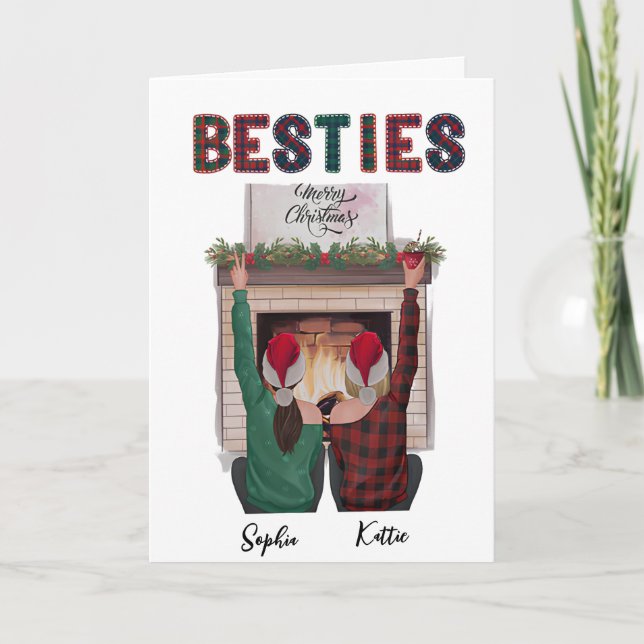 Carte De Noël Romantique Personnalisée Pour Bestie (Devant)