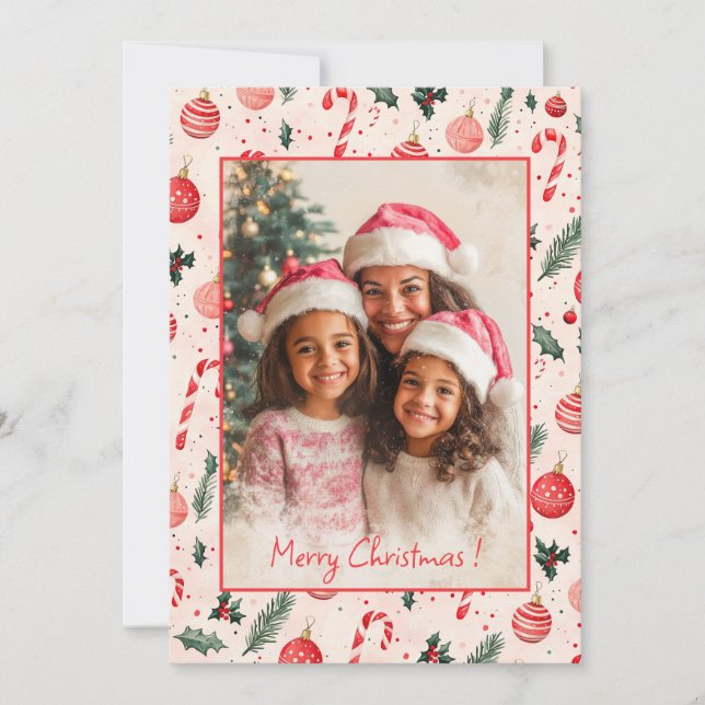 Carte de Noël Rose (Devant)