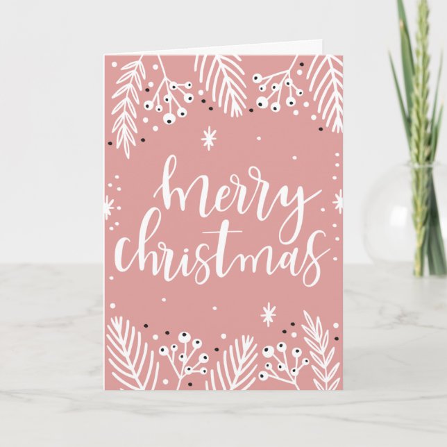 Carte de Noël rose (Cartes de Noël personnalisées) (Devant)
