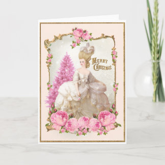 Carte de Noël rose de roses d'arbre de Marie