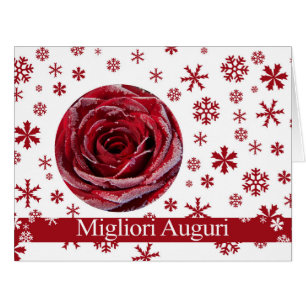 Carte de Noël rose d'hiver italien