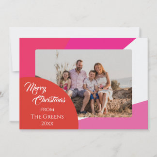 Carte de Noël rose et brillante non traditionnelle
