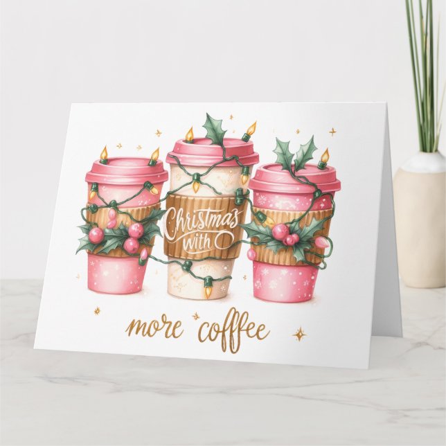 Carte de Noël rose mignonne (Devant)