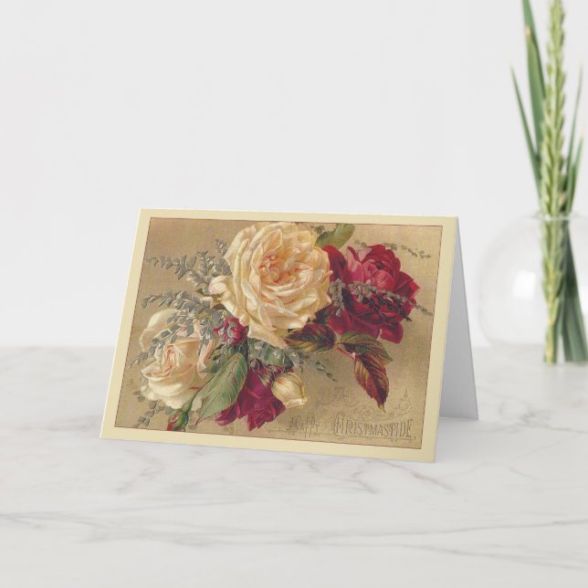 Carte de Noël Rose victorienne (Devant)