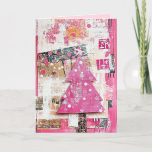 Carte de Noël rose Vintage MODIFIÉE