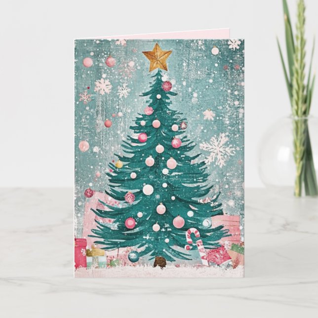 Carte de Noël rose Vintage MODIFIÉE (Devant)