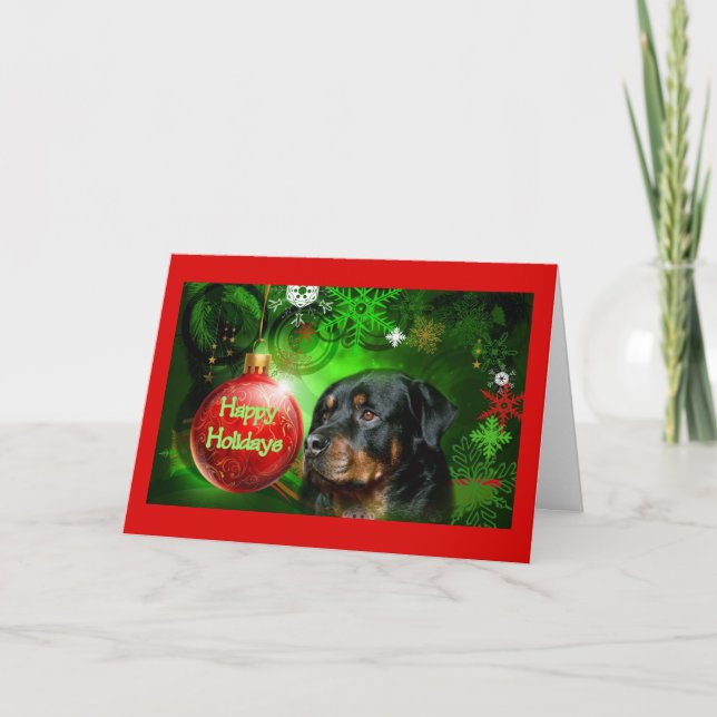 Carte de Noël Rottweiler Happy Holidays Ball (Devant)