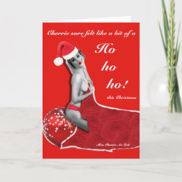 Carte de Noël rouge drôle coquine pinup