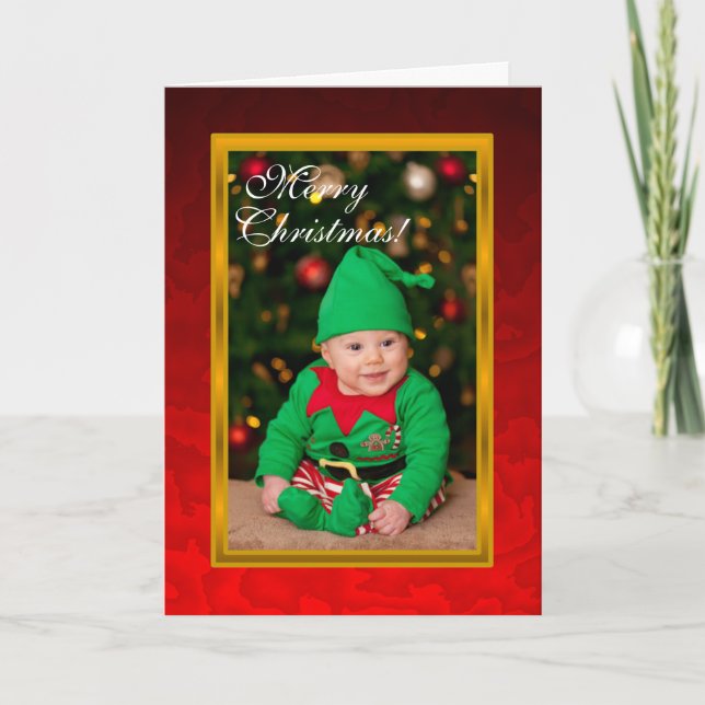 Carte de Noël rouge Elfe bébé (Devant)