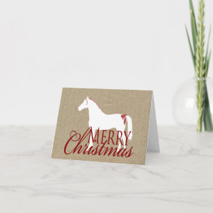 Carte de Noël rouge et blanc du cheval russe