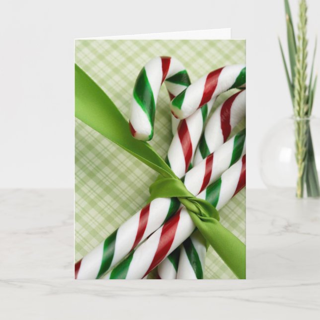 Carte de Noël rouge et verte de sucres de canne (Devant)