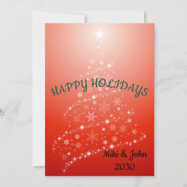 Carte de Noël rouge Foil moderne personnalisée (Devant)