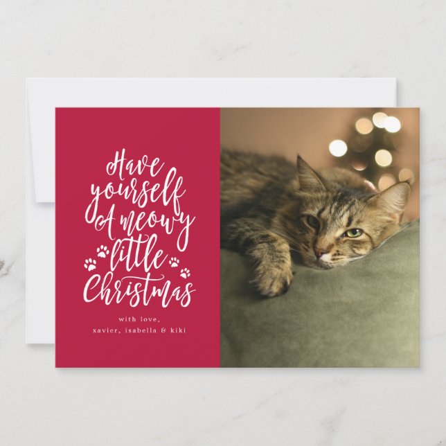 Carte de Noël rouge Meowy Little Christmas (Devant)