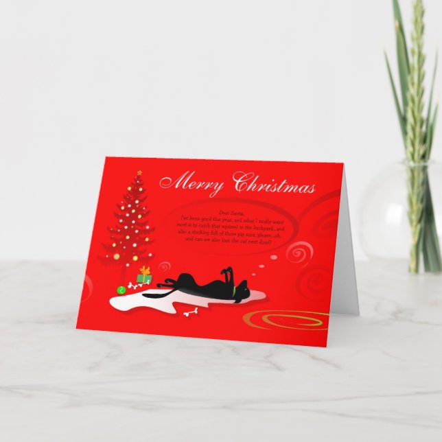 Carte de Noël - rouge noir de chien de Labrador (Devant)