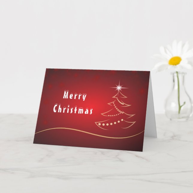Carte de Noël Rouge Or Étoile de Noël (Petite plante)