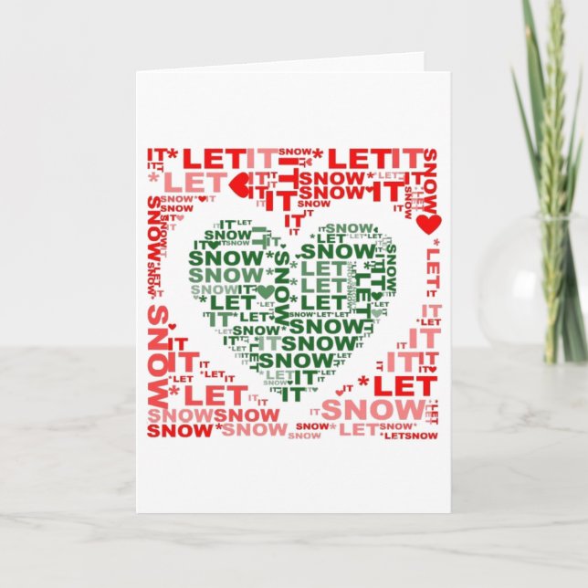 Carte de Noël - Rouge Vert Laisser Enneiger Coeur (Devant)