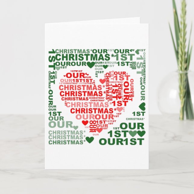Carte de Noël - Rouge Vert Laisser Enneiger Coeur (Devant)