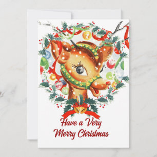 Carte de Noël Rudolph Vintage antique