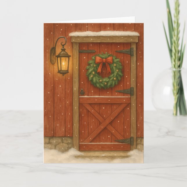 Carte de Noël Rustic Barn Door (Devant)