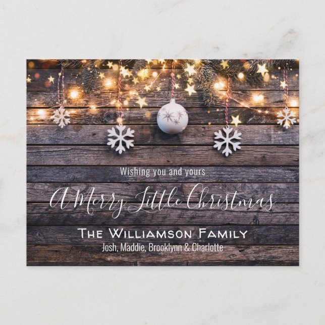 Carte de Noël Rustic Farmhouse Wood & Stars (Devant)