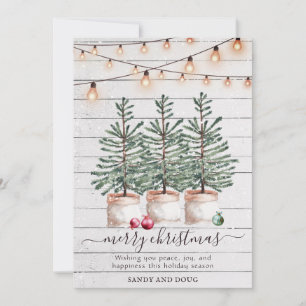 Carte de Noël rustique à l'aquarelle avec sapin