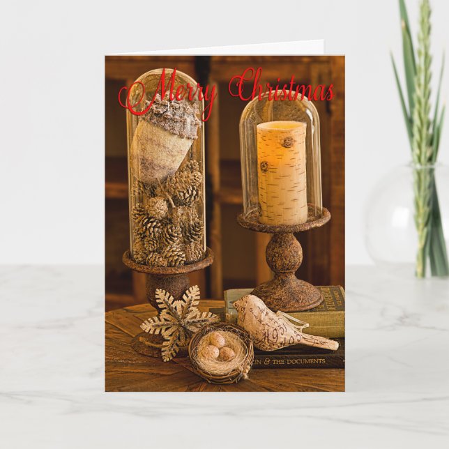 Carte de Noël Rustique Cloche (Devant)