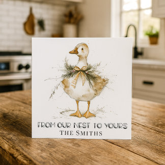 Carte de Noël rustique pour oie canard