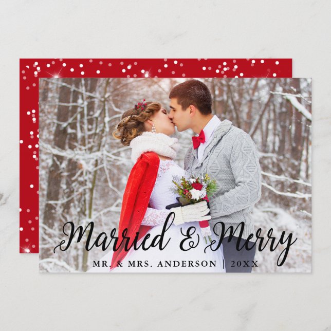 Carte de Noël S Marié & Joyeux Mariage (Devant / Derrière)