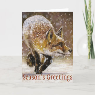 Carte de Noël saisonnière Renard d'hiver